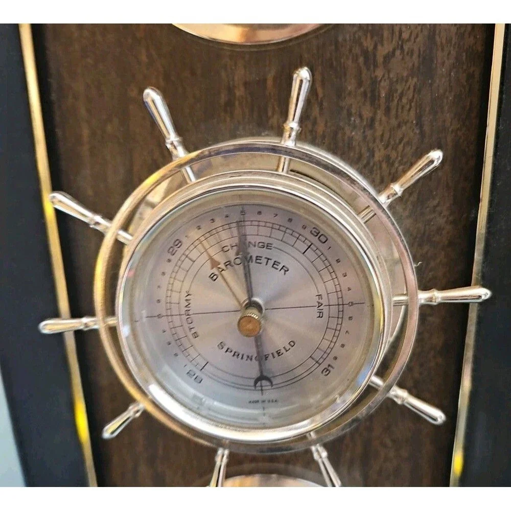Vtg Springfield Weather Wall Thermometer Barometer Humidity With Key - Picture 6 of 8